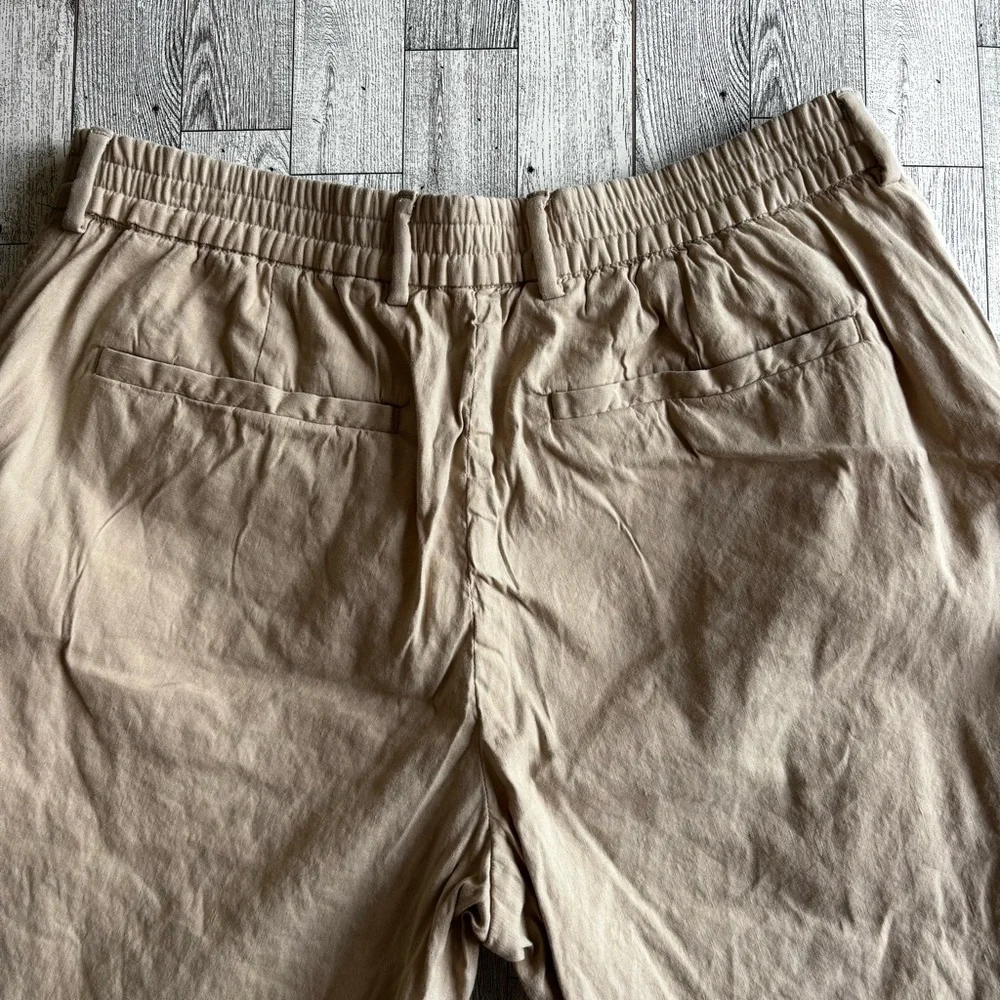 Ted‎ Baker Men’s Sz 36 Chino Linen Cotton Blend Tan Flat Front Shorts 9”